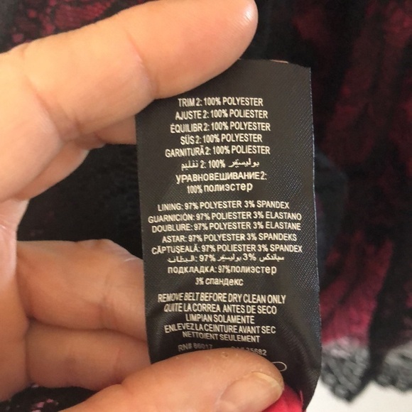 NEW Bebe Black Lace Pink Tulle Prom Winter Formal Dance Fit & Flare Mini L Dress - Picture 14 of 16